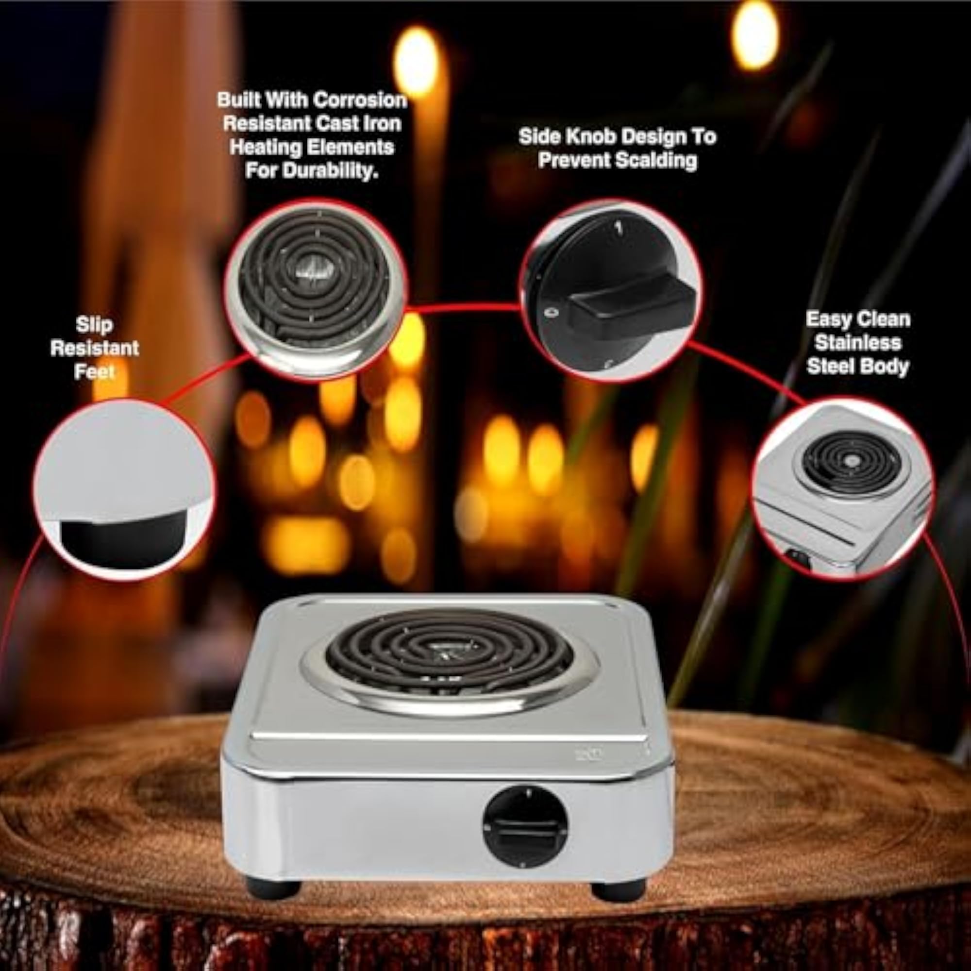 2000W Portable Electric Hot Plate, Durable Stainless Steel